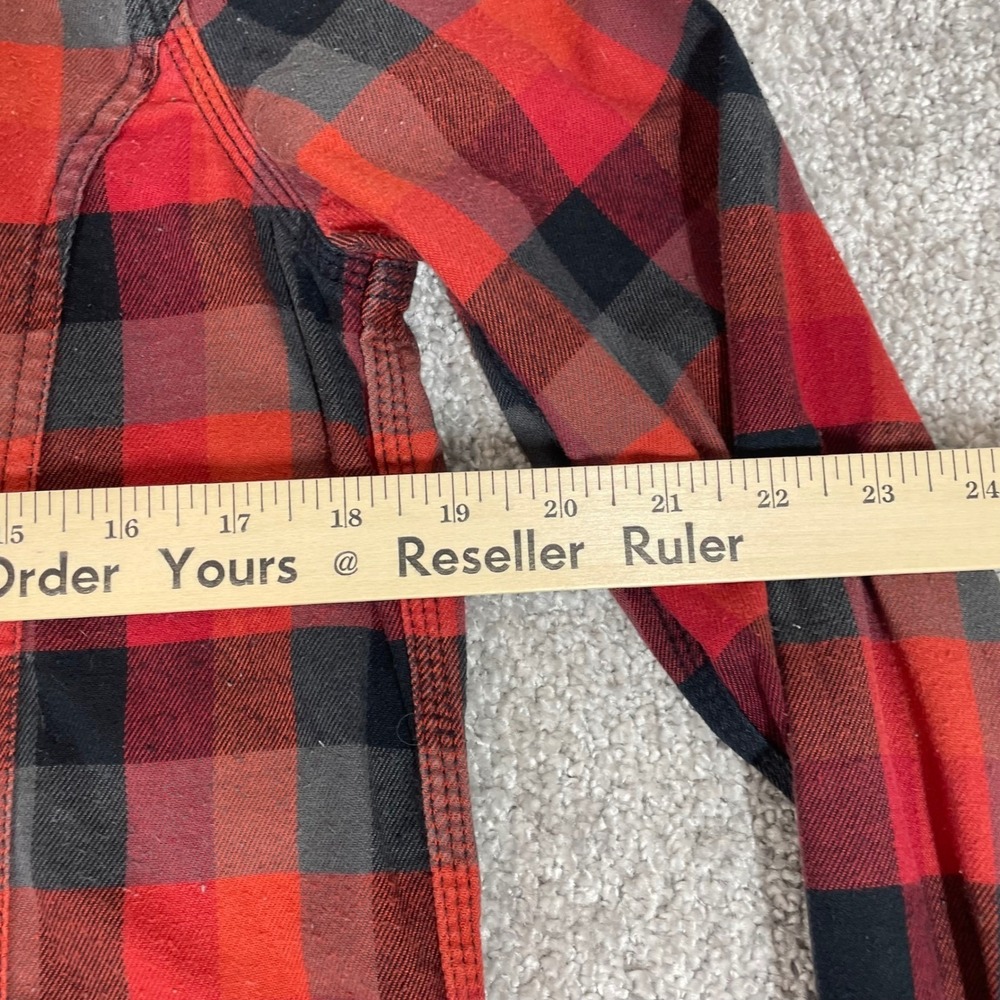 Carhartt Flannel Shirt Womens Small 4 6 Red Black Plaid Button Up - Picture 8 of 12